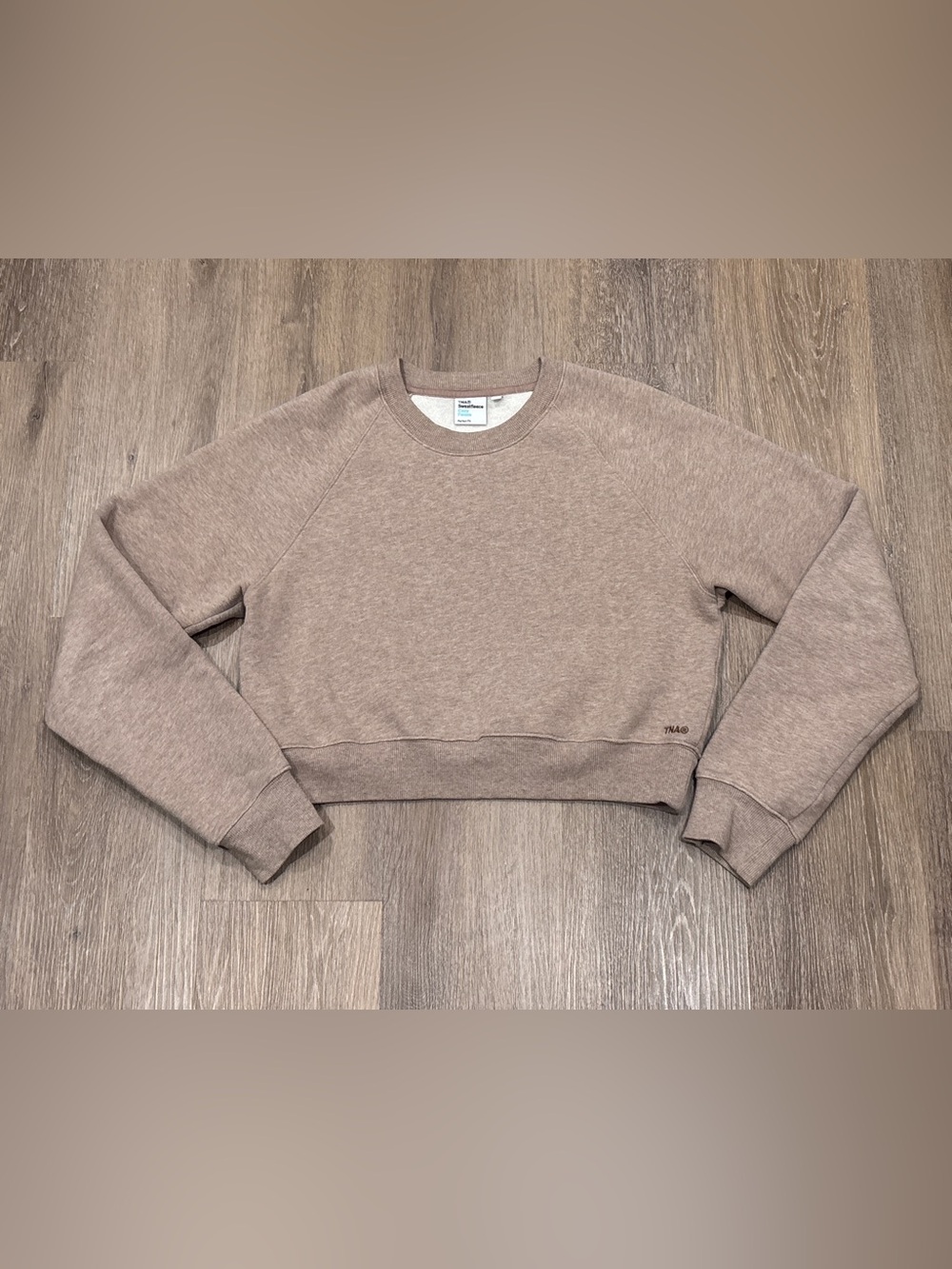Aritzia Tna Cozy Fleece Perfect Fit Crop Crewneck Sweatshirt Lounge L